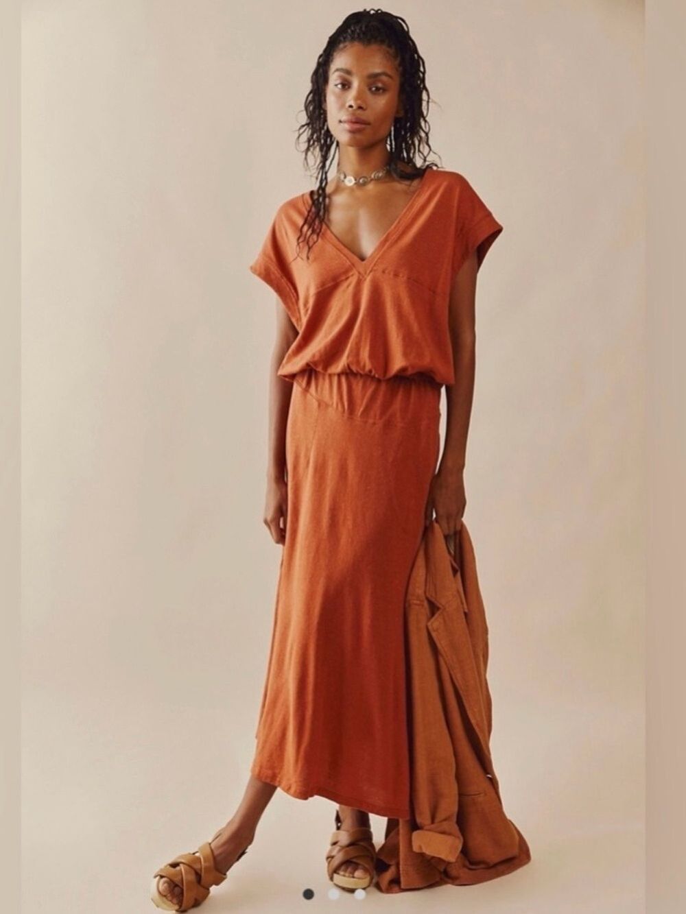 Free People Beach Marlow Midi Dress Size Small Terracotta
